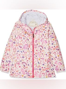 Hatley Girls Unicorn Doodle Lined Rain Jacket Size 7